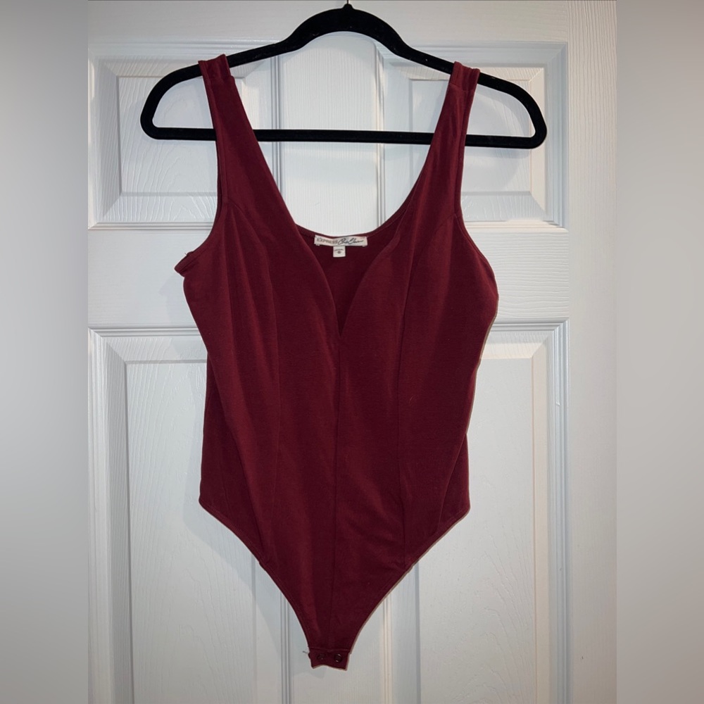 Express One Eleven Maroon Thong Body Suit V Wired- Medium